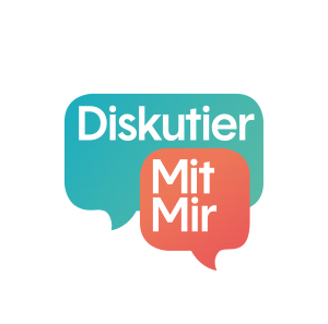 Logo: Diskutier mit mir e.V. verknüpft Menschen unterschiedlicher Positionen mit digitalen Diskussions-Tools