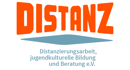 Logo Distanz e.V. mit Subzeile: Distanzierungsarbeit, Jugendkulturelle Bildung und Beratung e.V.